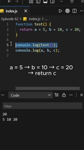 JavaScript Comma Operator Explained Hard Output Interview Question#webdevelopment #learnjavascript