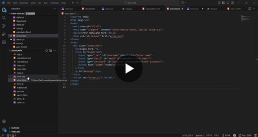 JavaScript Practice: Login Form with Validation and Error Handling | Arpana Choubey posted on the topic | LinkedIn
