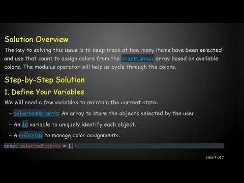 How to Assign Different Colors from an Array to Selected Objects in JavaScript