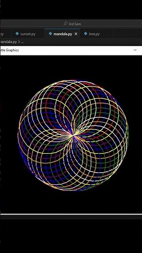 Python Turtle 02/100 Python Turtle Mandala 🎨 | Creative Coding for Beginners | Python Art in 1 Min!