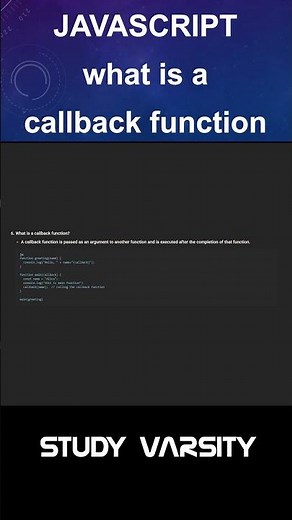 What is a callback function in JavaScript | STUDY VARSITY