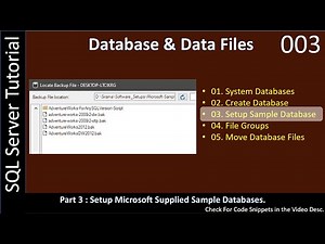 Create Database | Part 3 - Setup Pubs, NorthWind, AdventureWorks | SQL SSMS TSQL Tutorial #003