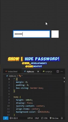🔐 Show/Hide Password with HTML, CSS & JS – Easy Tutorial!