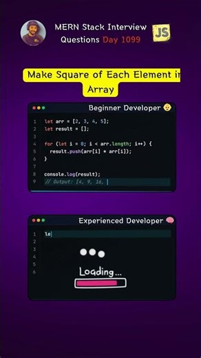 JS Interview Question – Square Each Element | JavaScript array methods #shorts