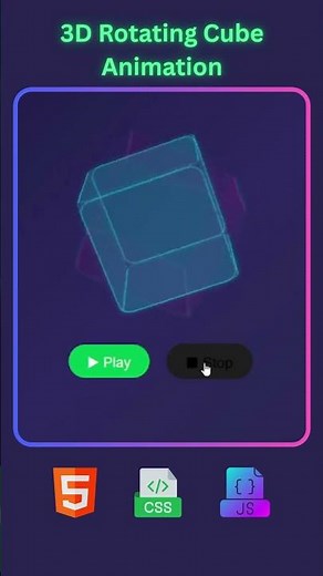 3D Rotating Cube Animation with HTM, CSS & Javascript