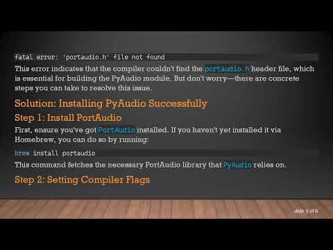 Troubleshooting PyAudio Installation Failures on Mac