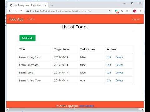 Build Todo App using JSP, Servlet, JDBC and MySQL