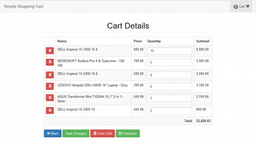 Simple Shopping Cart using Session in PHP Tutorial