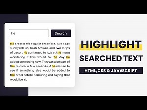 Highlight Searched Text With Javascript | HTML, CSS & JS
