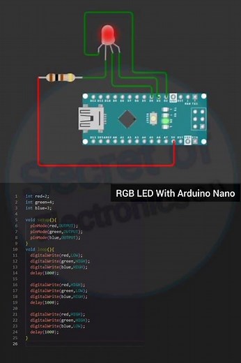RGB LED With Arduino Nano Using Arduino Programming and Arduino IDE