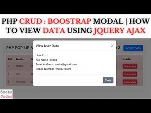 PHP CRUD-3:(Bootstrap pop-up modal) - How to view data using JQUERY AJAX