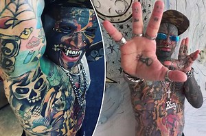 I chopped off my fingers — and now I'm pulling off my skin to look like an alien