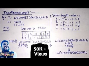 Boyer Moore string matching example in DAA | DAA | Lec-27 | Boyer Moore Horspool Algorithm