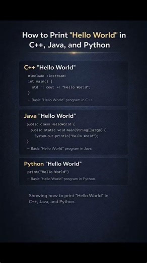 Your first program in ANY language 🚀C++ vs Java vs Python 💻🔥#shorts #coding#programming#techlearn#c+