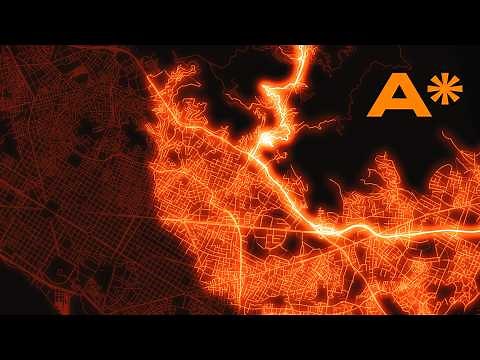 A* Pathfinding Algorithm finds the shortest route on a real map