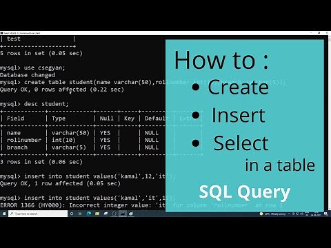 Create Table, Insert and Select in SQL | MySQL beginners commands (Hindi) #3
