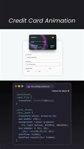 🔥credit card animation using HTML and CSS | java script | code buzzz | web development | #coding