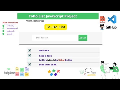 To-do list project in JavaScript with localStorage and GitHub source code| CRUD Operation