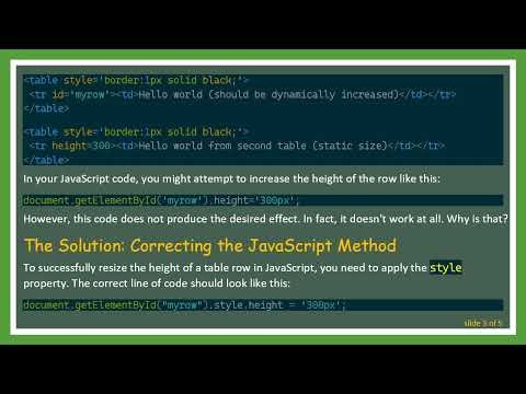 How to Resize HTML Table Rows with JavaScript