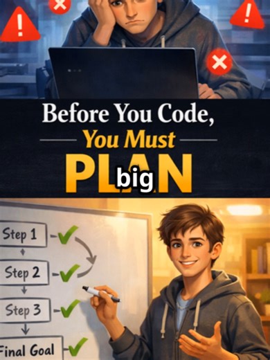 Algorithm vs Flowchart vs Pseudocode Most beginners jump straight into coding… and get confused 😵‍💫 Stop wasting time! Learn the right order to solve any problem before coding: 🧠 Algorithm – think step by step 📊 Flowchart – visualize the logic ✍️ Pseudocode – write it in human-friendly code 💻 Follow these steps and code like a pro! 🚀 Perfect for beginners, Basic 9 learners, and anyone who wants to understand coding logic fast. Don’t skip this step — it’s the secret to coding success! #Lear