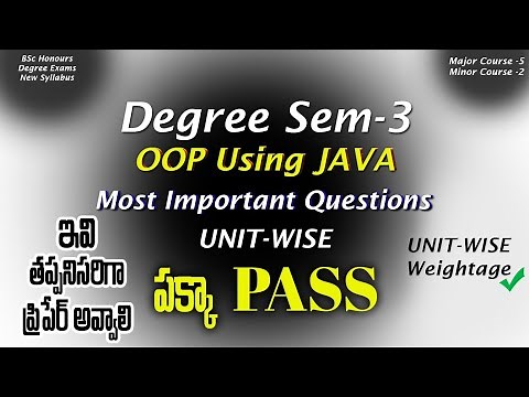 Degree Semester 3 - OOP Using JAVA Most Important Questions UNIT-WISE Weightage Degree Exam 2024