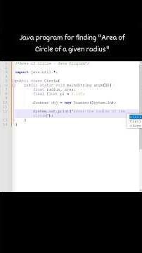 #Java program for finding Area of a circle of given radius. #programming