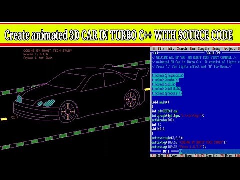 how make a car in c graphics Program | animated 3d car in turbo c++ with source code
