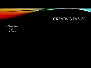 Creating Tables