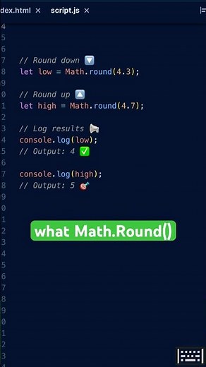 Rounding Numbers with Math.round() #JavaScript #CodingForBeginners #LearnToCode #WebDev #CodeShorts
