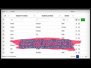 Datatable inline editing delete | Datatables select box pagination | Datatables pagination dropdown