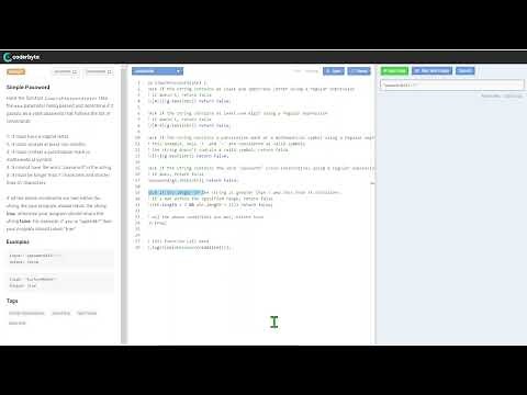 Simple Password - Interview assessment Coderbyte - Code challenge - Solution Source Code Answers