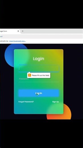 Animated login form using HTML CSS and JavaScript ✨#youtubeshorts#techboost60#coding