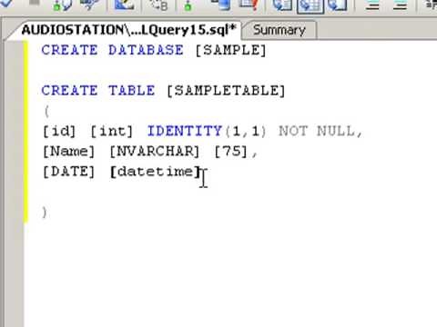 SIMPLE SQL DATABASE AND TABLE CREATION