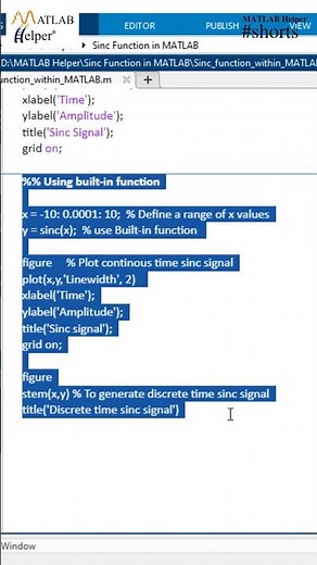 How to use sinc function within MATLAB #Shorts
