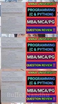 C & PYthon Today Exam Question Review‼️PG Questions⁉️#annauniversity #1stsemester #c #python#mca#mba