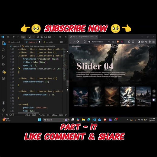 IMAGE SLIDER HTML CSS & JAVASCRIPT PROJECT PART - 17 Final Part #holi #coding #holi