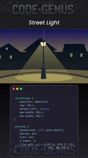 Creat animation street light using css html and javascript languages html design for beginners