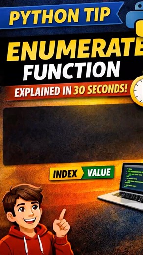 Enumerate Function in Python Explained in 30 Seconds 🐍 | Beginner Friendly #coding#python #shorts