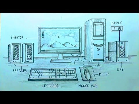 Computer drawing/How to draw desktop computer easy way/#computer