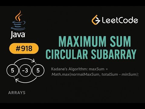 LeetCode 918: Maximum Sum Circular Subarray | Java Solution | Kadane's Algorithm