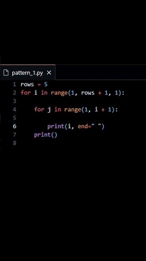 Python Number Pattern Program using for loop #pythonforbeginners #pythonprogramming #pythonpatterns