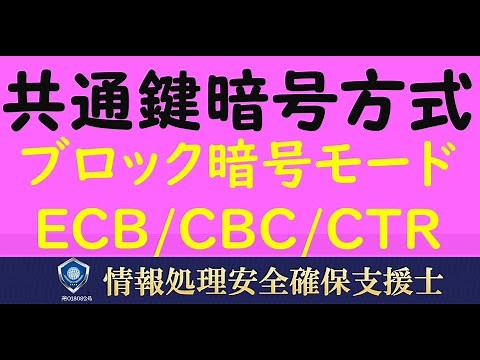 【情報処理安全確保支援士】共通鍵暗号方式(AES)/ブロック暗号モード(ECB/CBC/CTR)を徹底解説