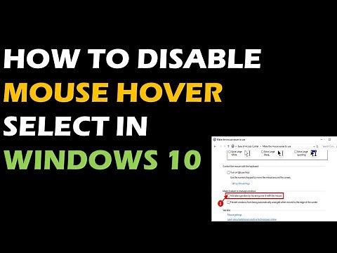 How to disable Mouse Hover Select in Windows 10