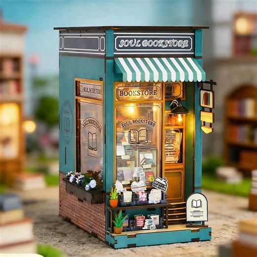 Soul Bookstore DIY Book Nook Kit | Miniature Wooden Library Bookshelf Insert Decor - Etsy