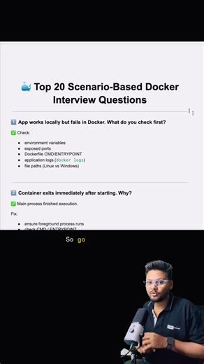 Chetan Ghate | 20 Docker Scenario Bases Interview Questions ✅ . #java #programming #programmer #code #docker | Instagram