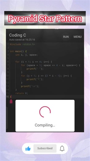 Pyramid Star Pattern in C | Pattern Program | C Programming