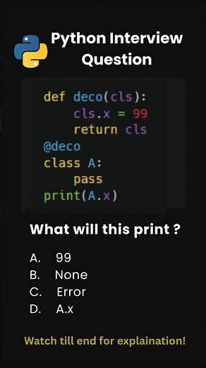 Day 31 | Python Interview Questions | Class Decorator Trick Explained 🔥 #python #coding #shorts