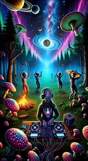 Alien DJ Ritual in Psychedelic Mushroom Forest | Cosmic Trance Journey #ai