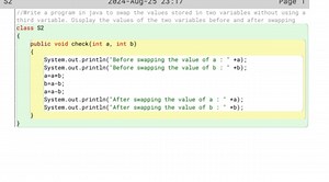 Write a program in Java to swap the values stored in two variab... | Filo