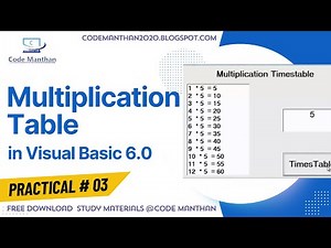 Print Multiplication Table in Visual Basic 6 - Practice 03